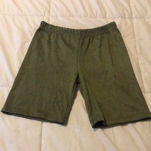 Olive green stretchy bike shorts
